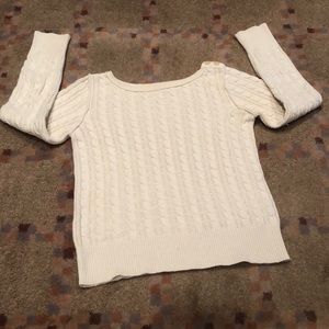 Eddie Bauer white cotton cable knit fisherman’s sweater